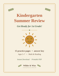 Kindergarten Summer Review Worksheets | Get Ready for 1st Grade | Summer Learning Printables | Math & Phonics Practice | Printable PDF